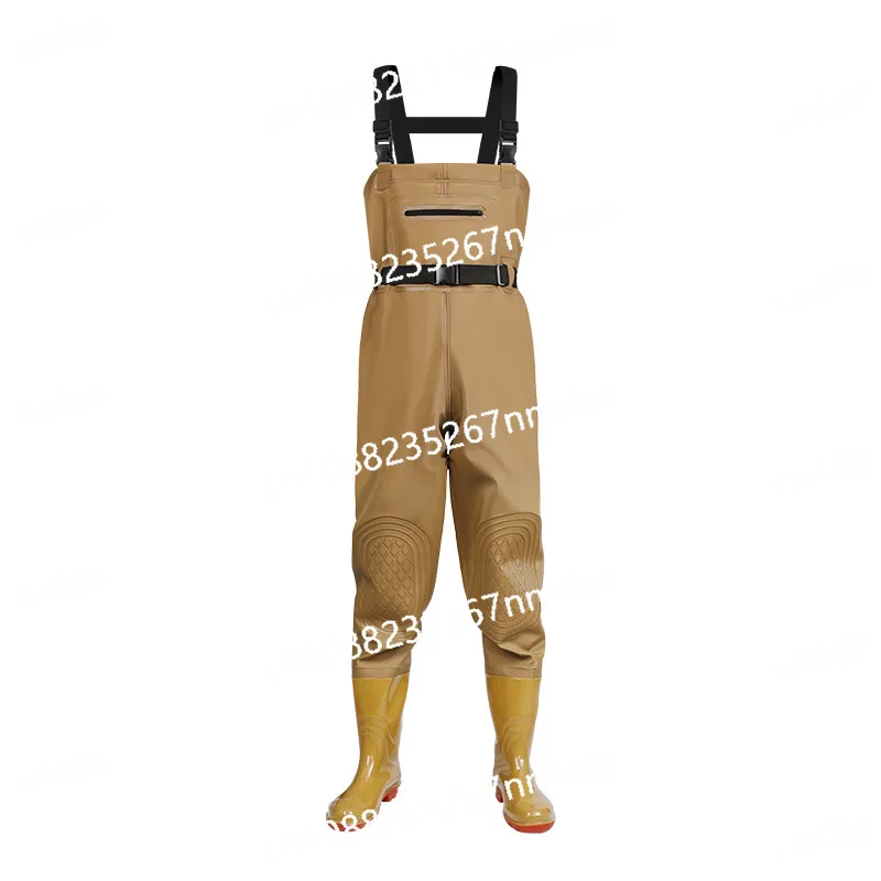 

One-piece waterproof suit thickened pvc launching pants rain pants rain pants rain shoes sea-catching equipment