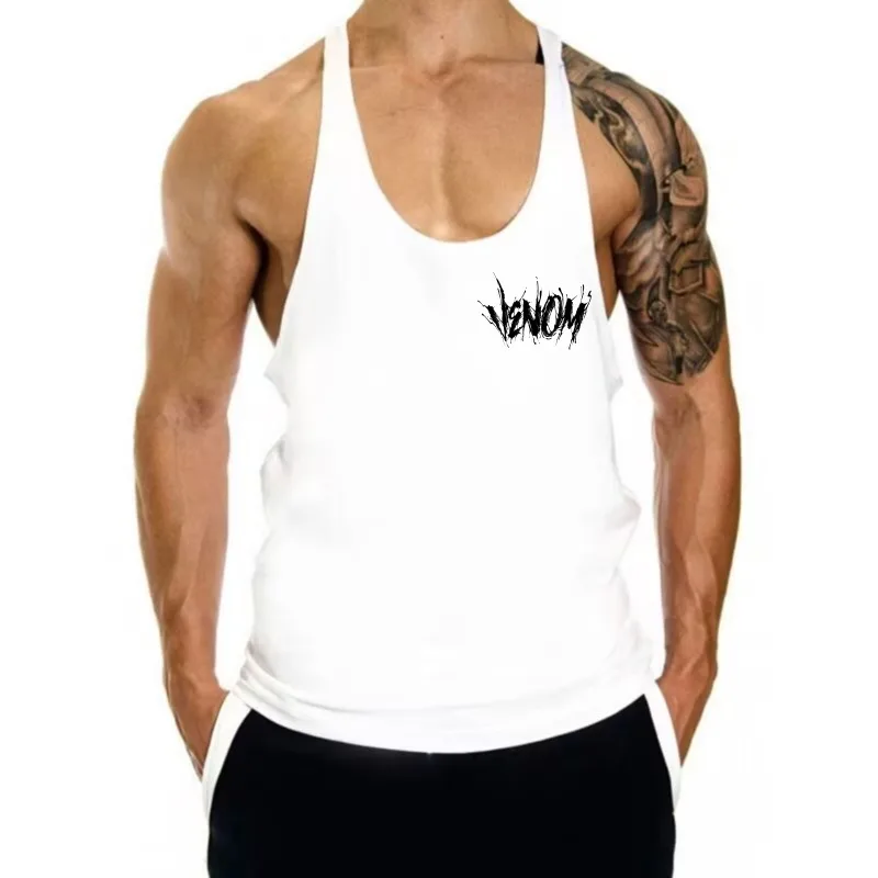 

Venom Print Men’s Summer Gym Tank Tops 100％ Cotton Breathable I-shaped Vest Male Outdoor Sleeveless Swearshirt Fitness Tops Tee