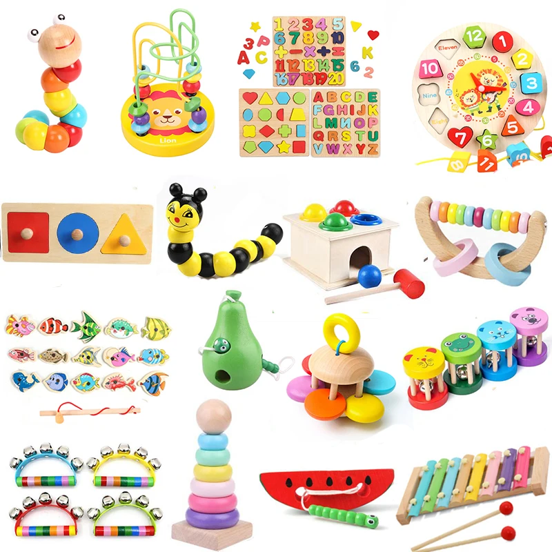 Montessori Educational Wooden Toys for 2 3 Year Baby Toy 0 12 Month Number Alphabet Puzzle Sorters Puzzle Game Toys For Children