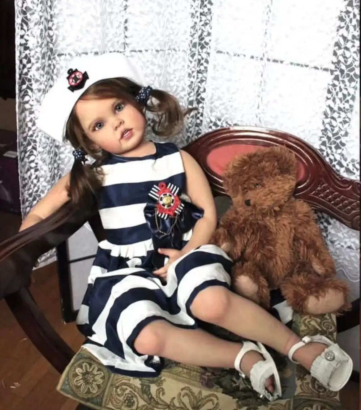 Artista dipinto personalizzato 29''Bambino enorme ragazza rinata bambino Cressida con capelli radicati a mano 100% fatto a mano / 18 mesi Dres