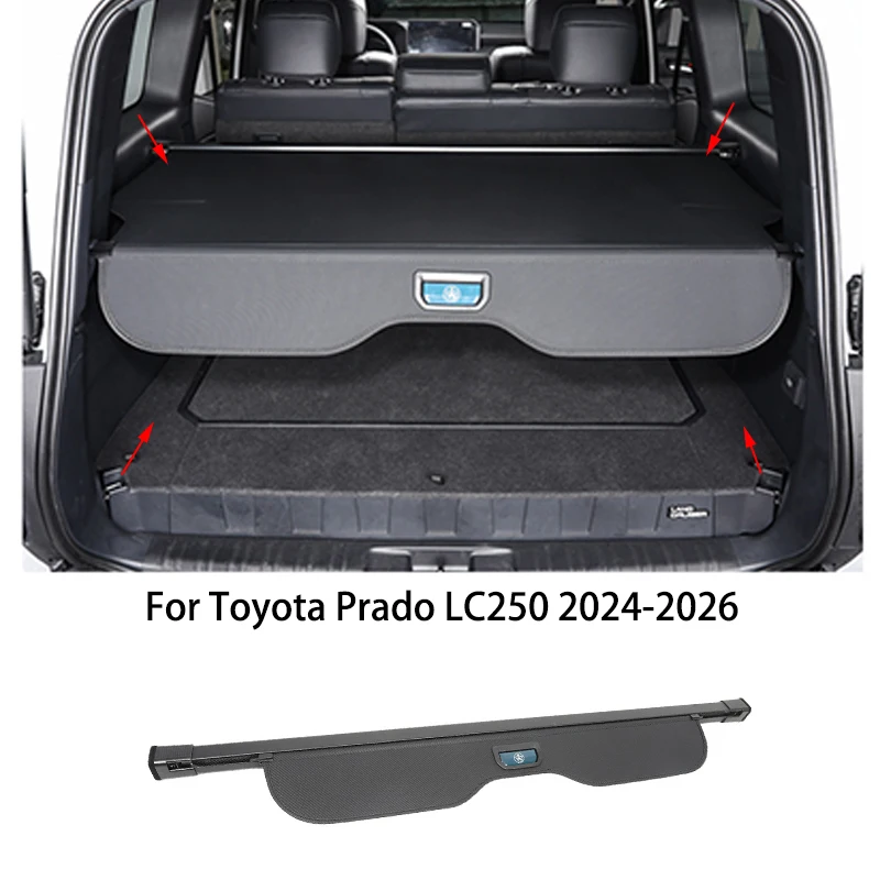

Автомобильные аксессуары для Toyota Land Cruiser Prado LC250 2024-2026, черная задняя крышка багажника, защитный козырек багажника