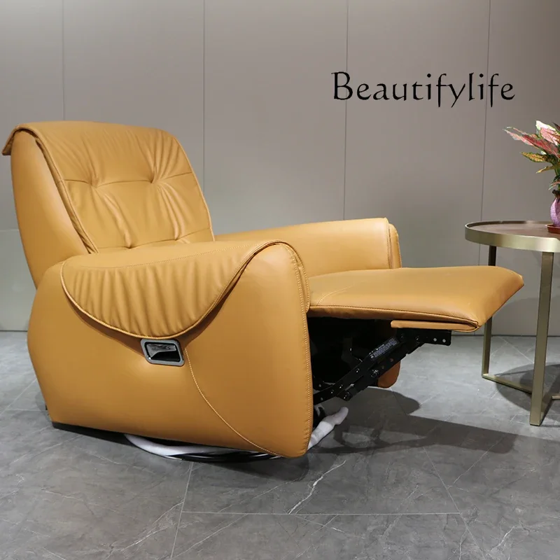 

QY Массажное кресло с функцией ручной электрической регулировки, кресло для отдыха, гостиная, балкон, первый слой, диван из воловьей кожи