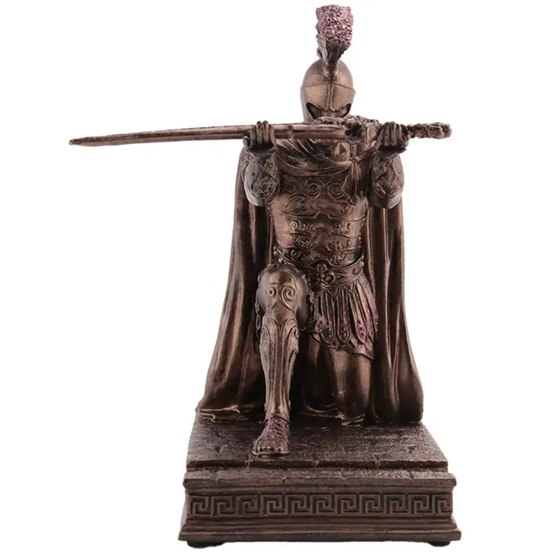

A23F-Knight Pen Holder With Helmet Statue Pen Holder Armor Roman Knight With Magnetic Pen Holder Phone Stand Durable Bronze