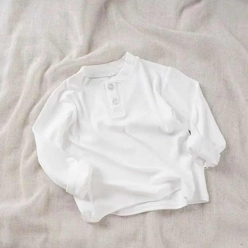 

Children's Base Shirt Long Sleeved T-shirt Girls' Base Shirt Boy Single Top Fashion Solid Color Thin Long Sleeved T-shirt
