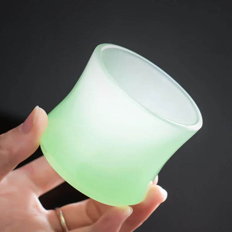Ru Qing Celadon Porcelain Glass Single Cup-Bamboo Joint Cup Chinese Style Green Tea Cup for Tea Chahai Tea Cup Set