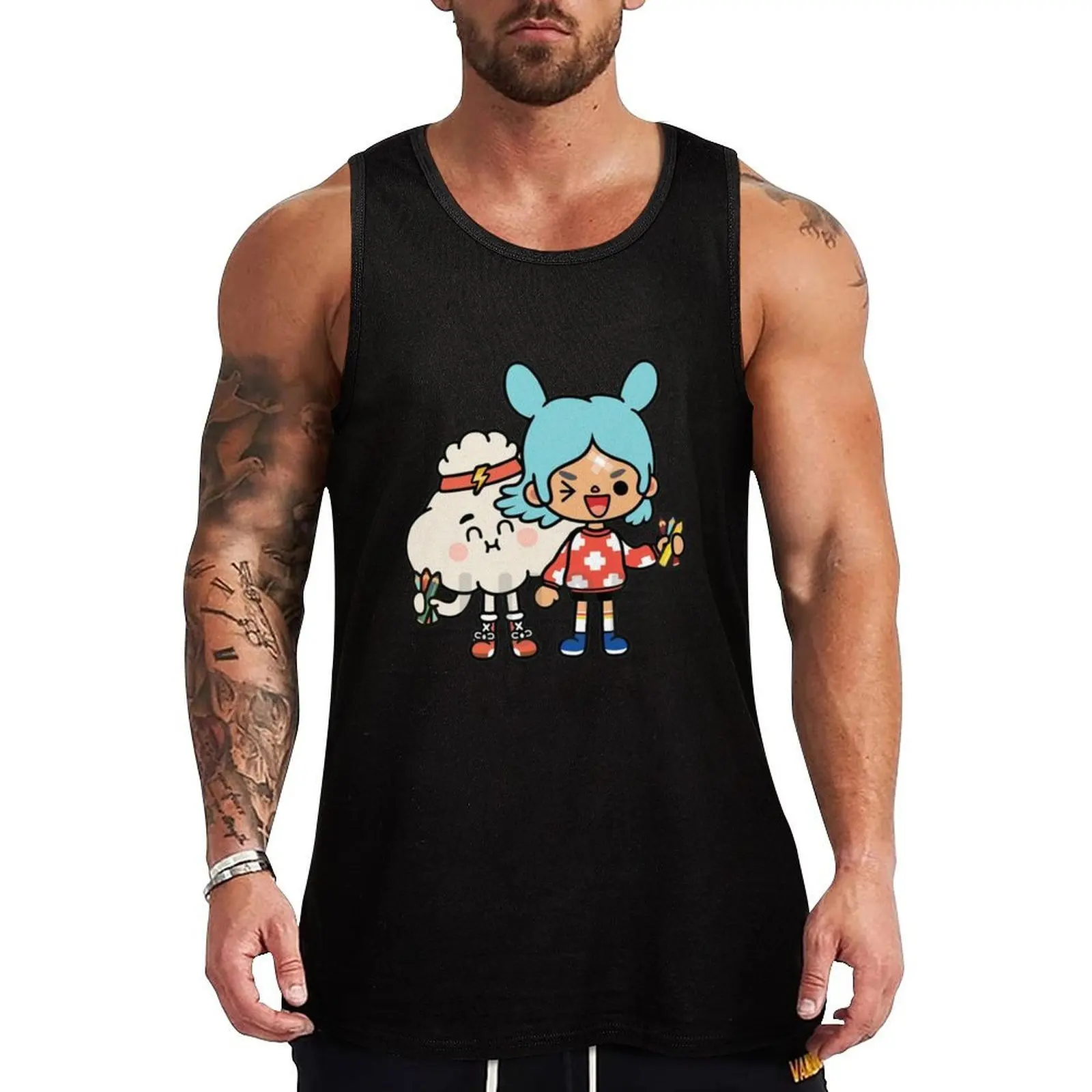 Camiseta sin mangas Toca Boca, estilo holgado, informal, para uso diario, sin mangas, para verano