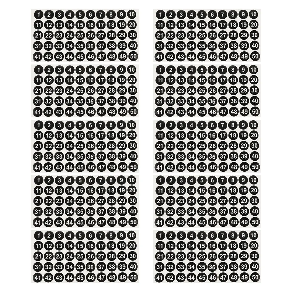 10 Sheets Round Small Waterproof Number Stickers Adhesive Labels For Office Storage Box Classification Planner Organizer Coding
