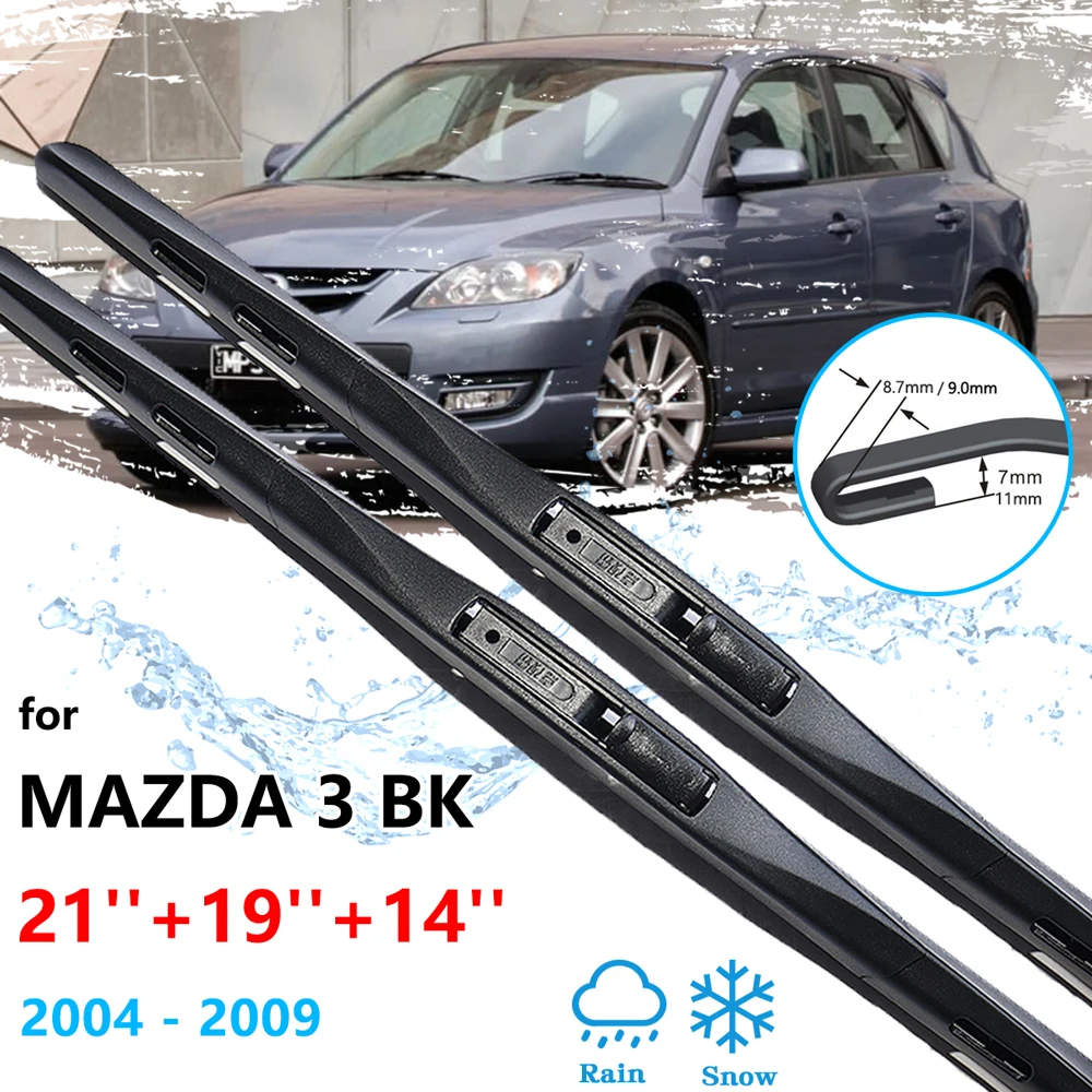 2x For Mazda 3 Mazda3 BK MK1 2004 2005 2006 2007 2008 2009 Front Rear Wiper Blades Kit Windshield Cleaning Accessory Hatchback