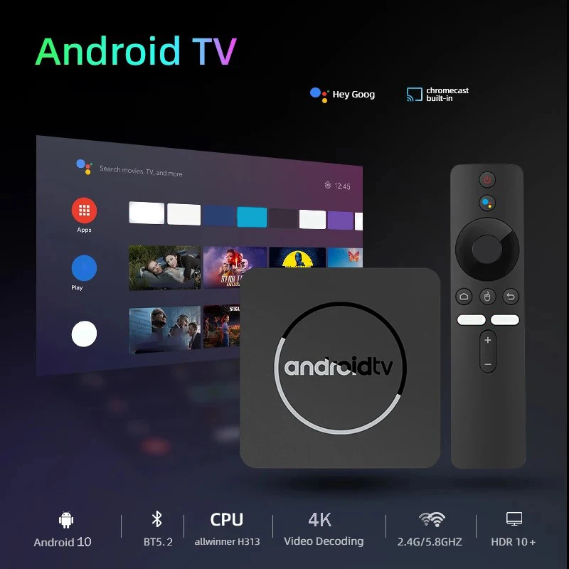 Q96 atv versão global android 10 4k hdr smart tv box 2gb16gb 5g duplo wifi bt5.2 assistente de voz h313 media player q1 atv tv box