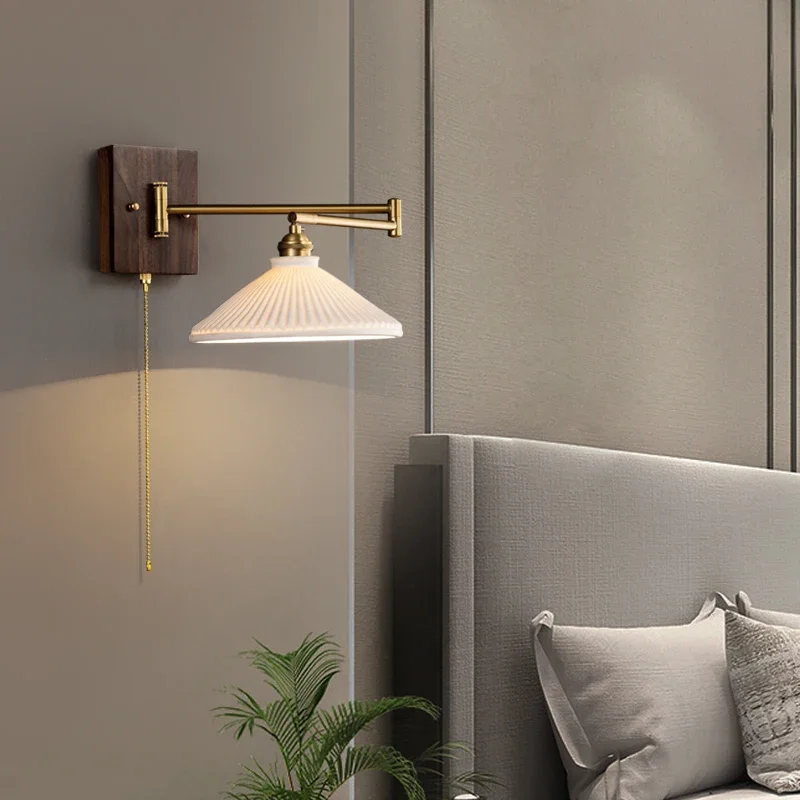 

Japanese retro folding wall lamp bedroom bedside