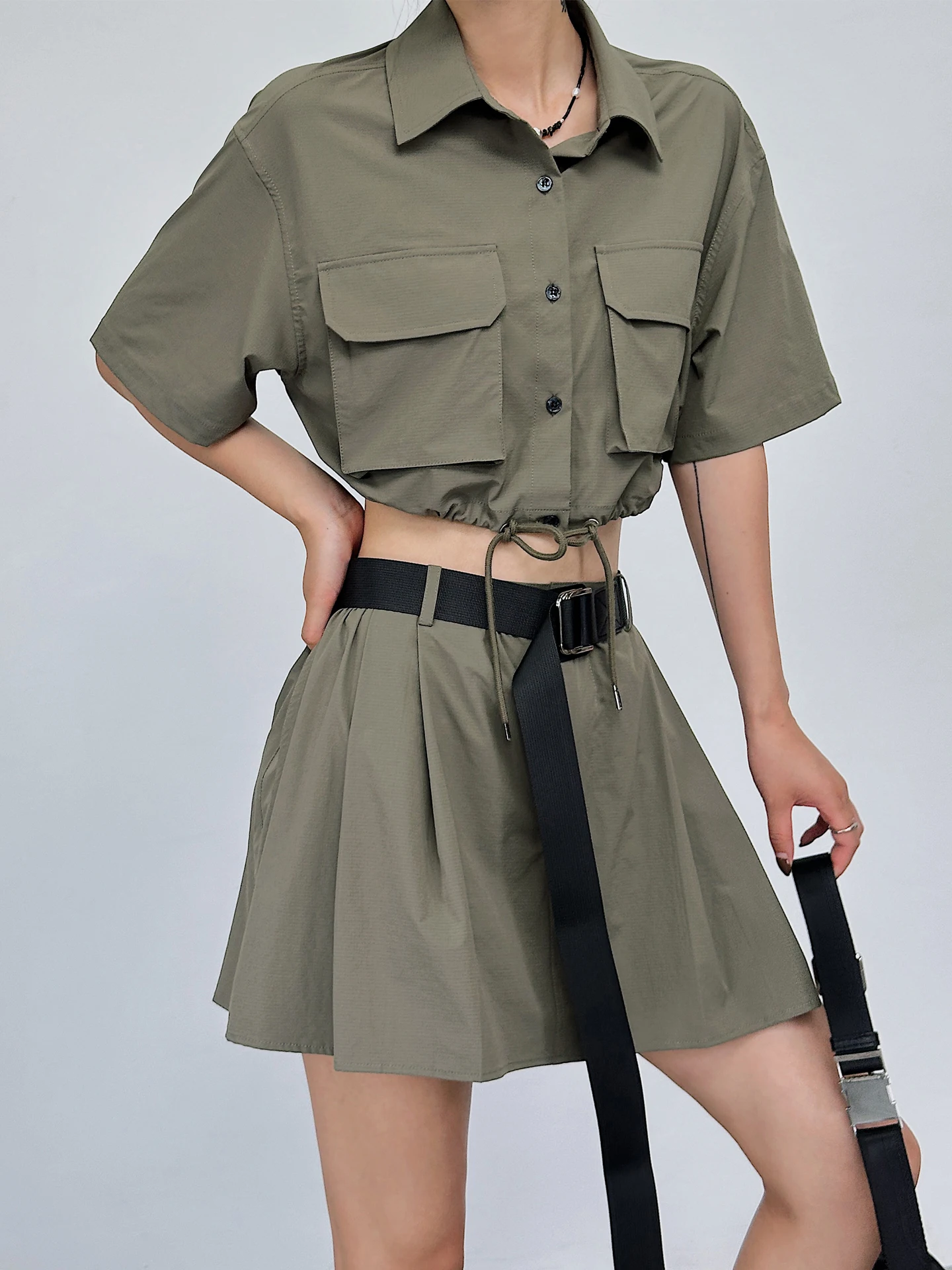 

Bla High Waist A-Line Skirt Women's Workwear Sle Elastic Waist Nylon Blend Fabric Zipper Closure Daily Wear Summer New