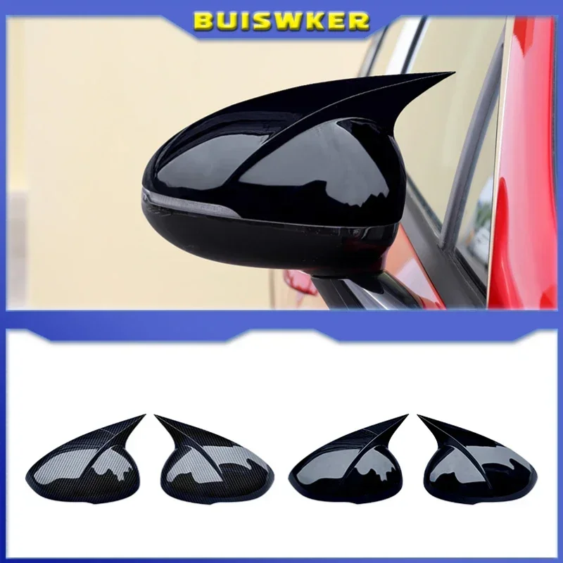 

For Kia Optima K5 2020-2021 Car Sticker Rearview Side Mirror Cover Wing Cap Exterior Door Rear View Case Trim Carbon Fiber Look