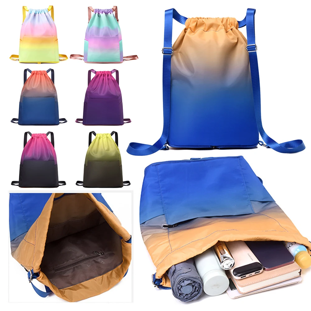 

Portable Shopping Bag Sports Drawstring Backpack Waterproof Large Capacity Sackpack Lightweight Multifunctional School Bag Men