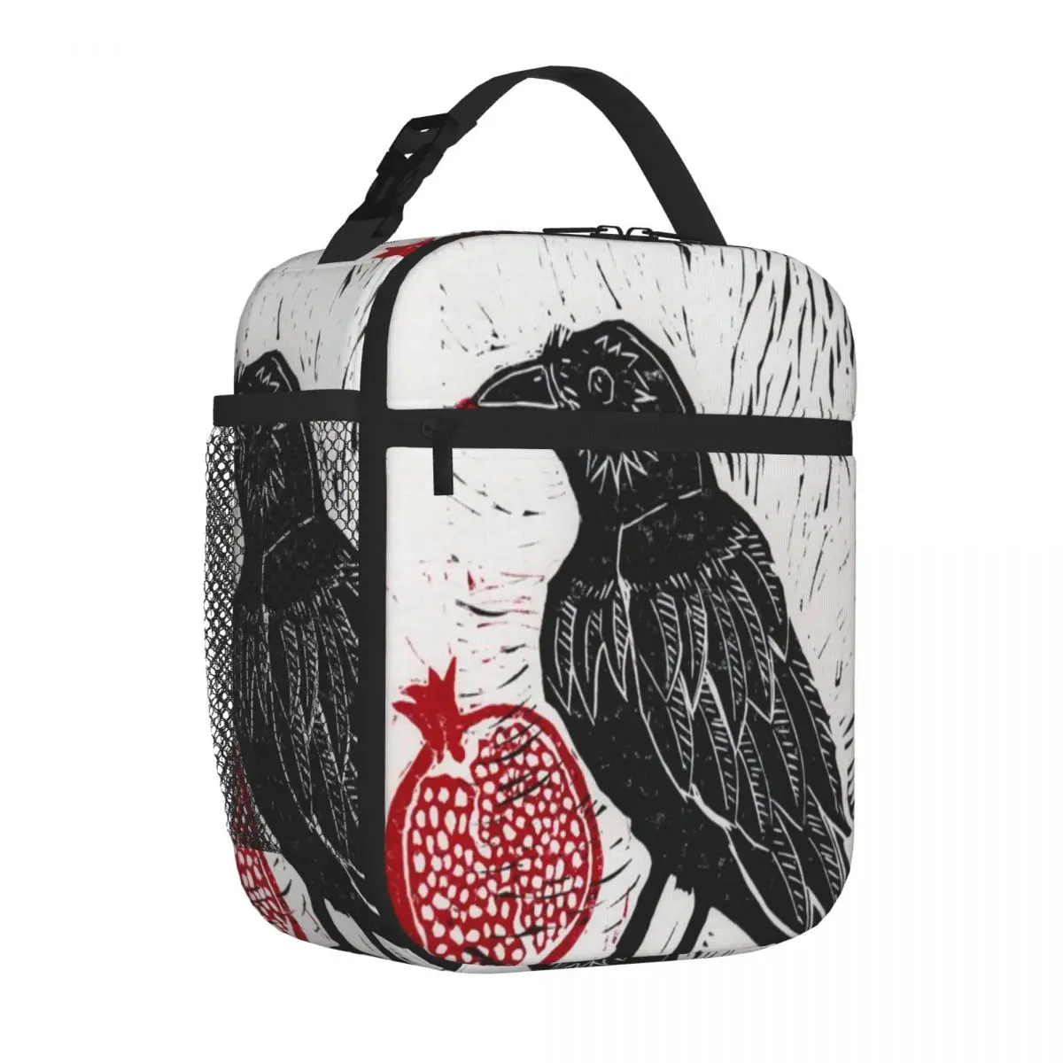 Hot Sale Raven And Pomegranate Urban Street Student Lunch Bag Kid Outdoor Class Portable Lunch Bag
