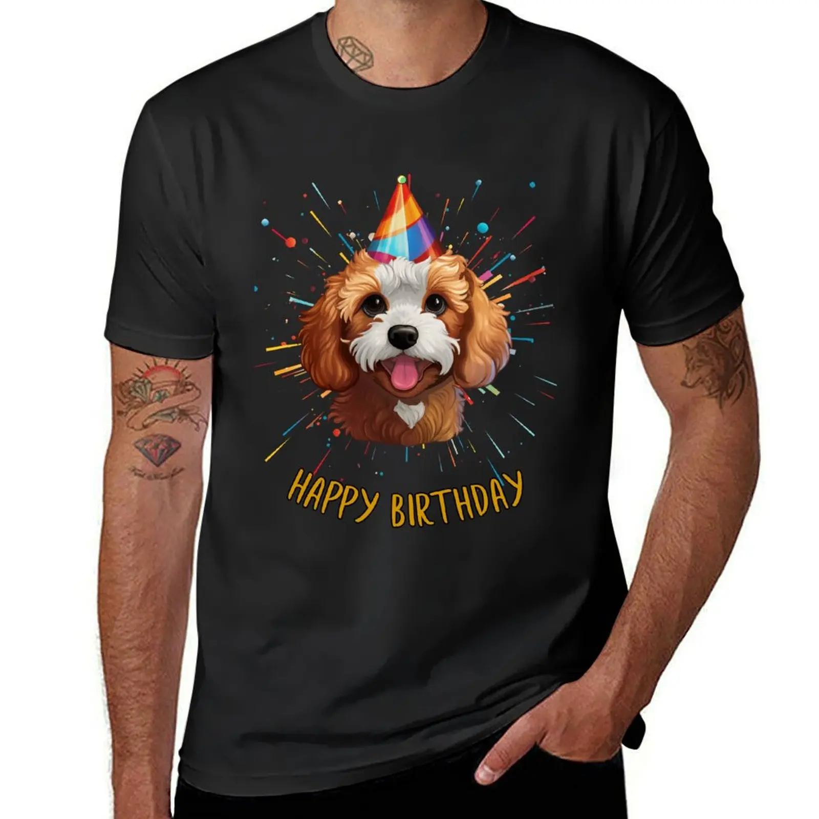 Birthday Cavapoo Cavoodle - Blenheim - Happy Birthday! T-Shirt quick drying for a boy plus sizes Short sleeve tee men