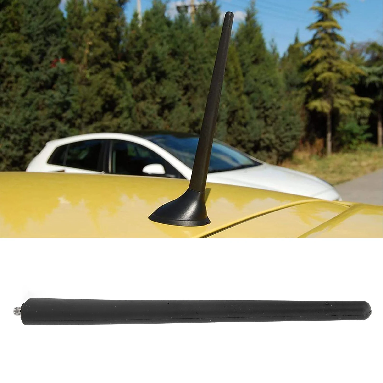 200mm/7.87in Car Short Antenna Rubber Aerial Mast Black 52019353 Replacement For Fiat 500 2012+