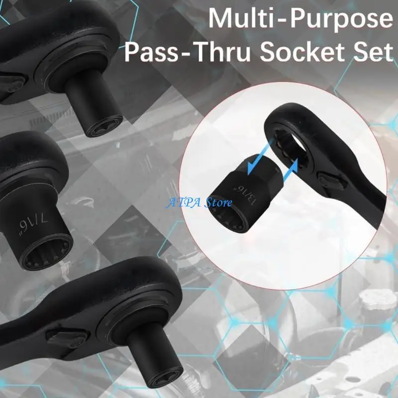 U13C Complete Pass Through Ratcheting Socket For Professional Mechanic And DIYers