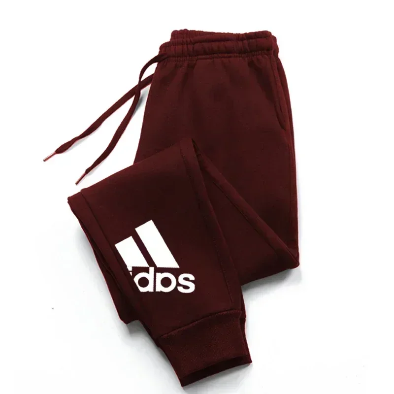 Men\'s Fashion Print Long Pants Autumn and Winter Fleece Casual Sweatpants Bottoms Jogging Fitness Sports Trousers 15 Colors