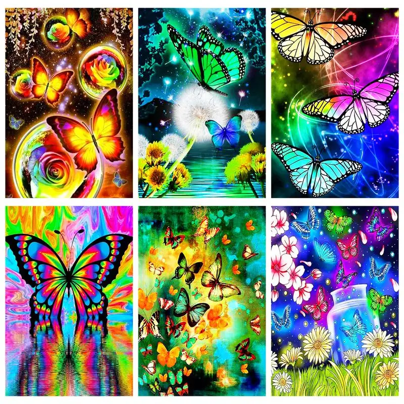 

SDOYUNO Canvas Painting By Numbers Fluorescent Butterfly Drawing On Canvas Oil Painting Decor