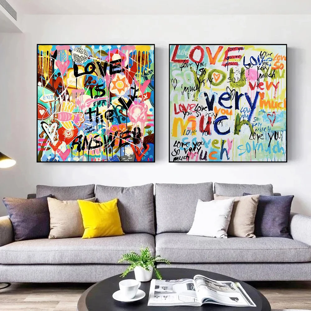 

Pop Graffiti Love Is The Answer Wall Art Poster Very Much Like You Mural Modern Home Decor Canvas Painting Pictures Prints Gifts