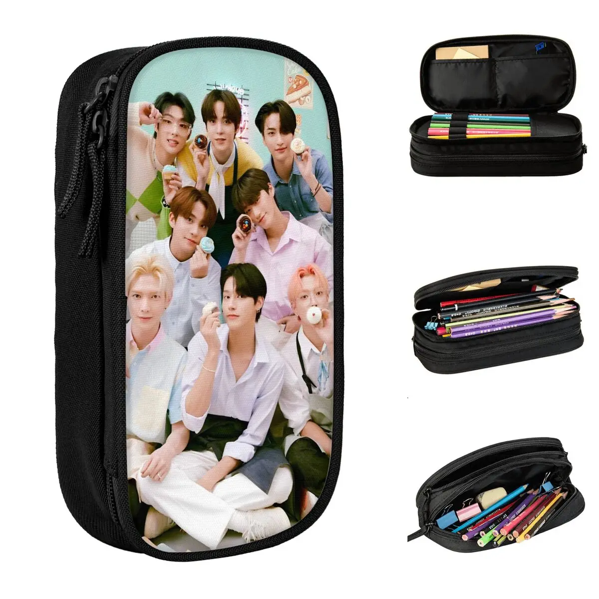 Kpop Star Singer Idol Pencil Case A-ATEEZ ATINY Pen Pencil Bags Student Large Storage Students School Gifts Pencilcases