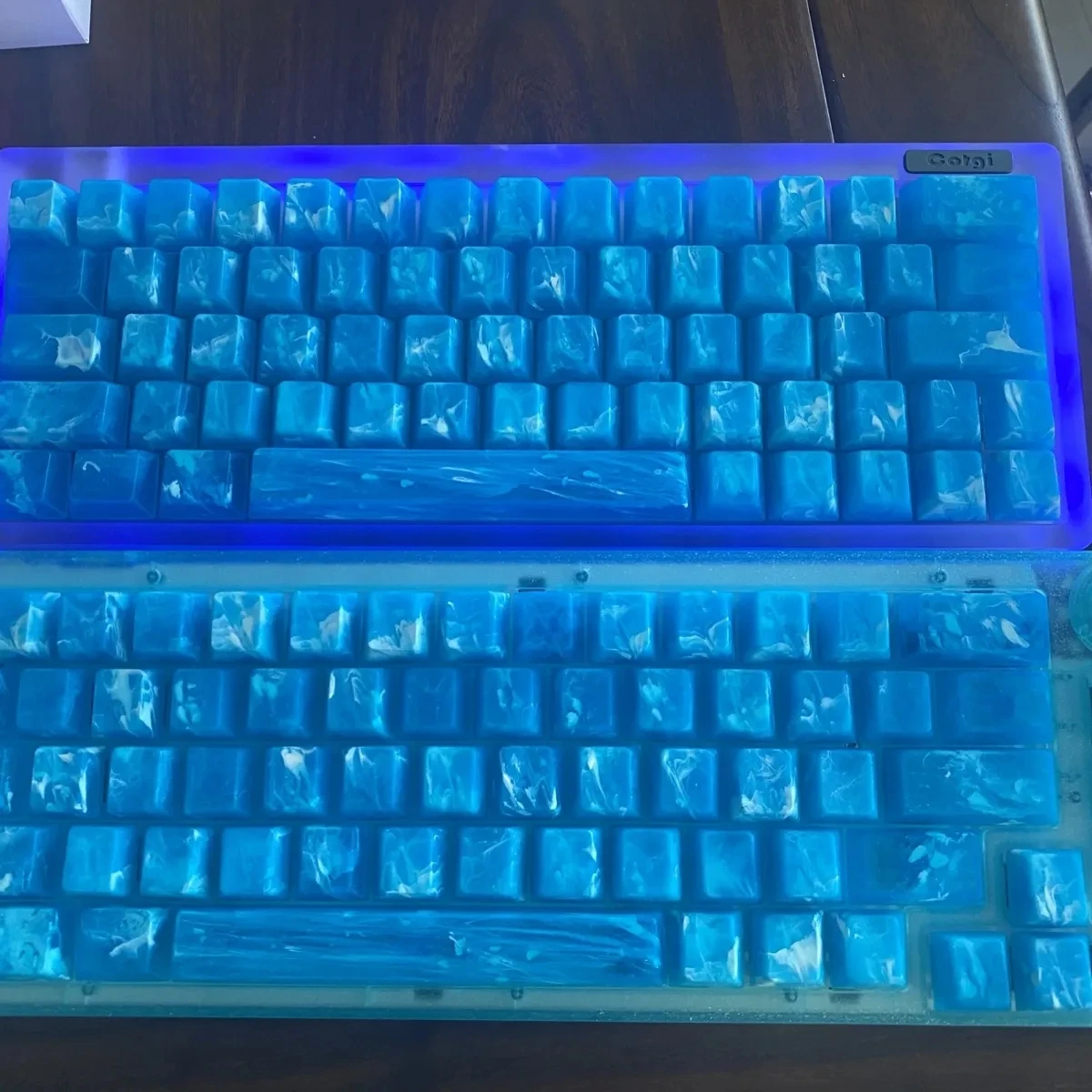 Imagem -06 - Azul Glacie Keycaps Transparentes Faça Você Mesmo para Gaming Teclado Mecânico Perfil Chreey pc Keycap Teclado Rgb Game 130 Chaves