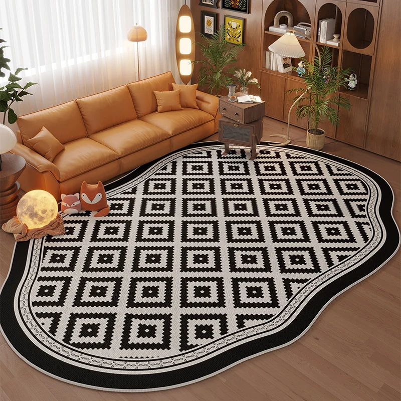 Cream Style Irregular Living Room Carpet 2024 New Light Luxury French High End Carpets Large Area No Care Nonslip Waterproof Rug