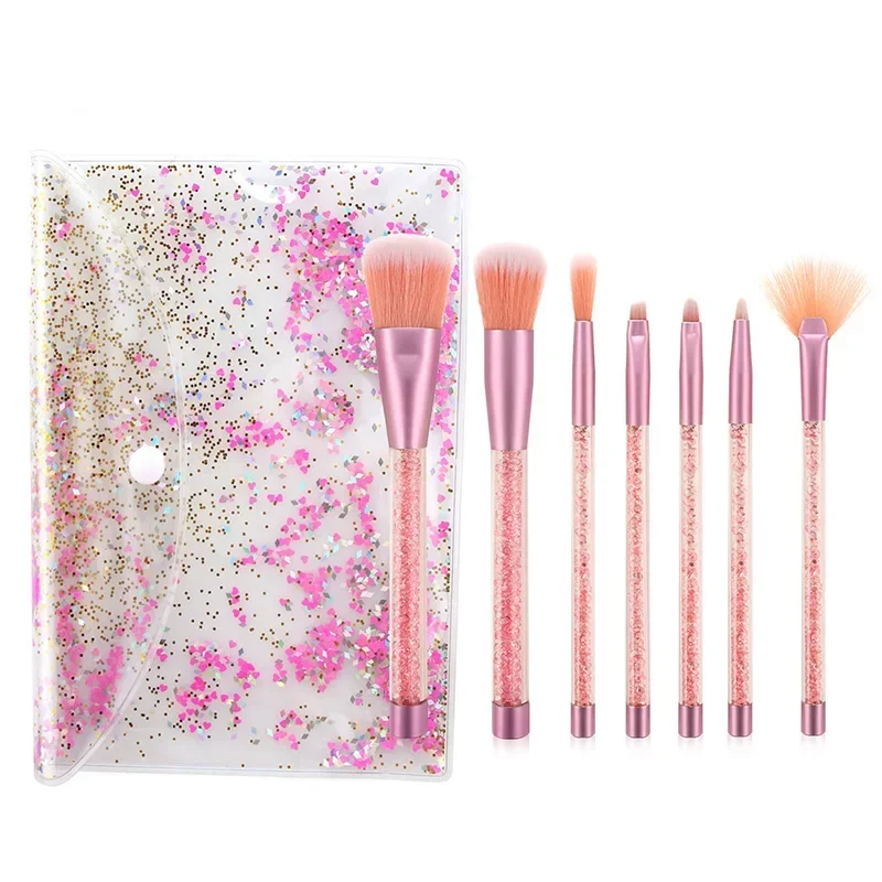 Fashion 7pcs/set Makeup Brush Set Glitter Shinny Crystal Foundation Blending Power Contour Face Cosmetic Beauty Make Up Tool Set