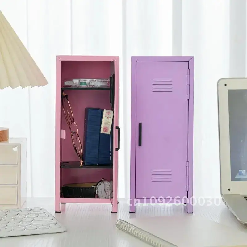 Iron Other Box Dormitory Storage Cosmetics Paper Money Keys Cards Storage and Cabinet Mini Desktop Locker Small Bank Items