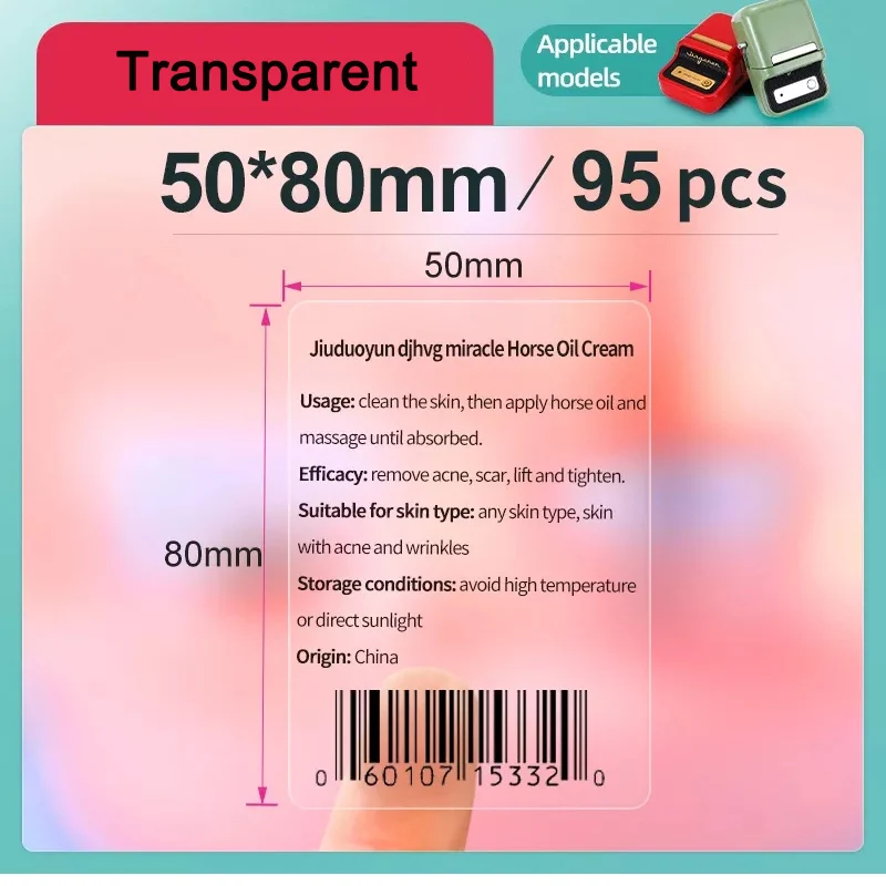 Niimbot B21 B1 B203 Label Thermal Transparent Label Paper for Waterproof Anti-Oil Tear-Resistant Jewelry Price Tag