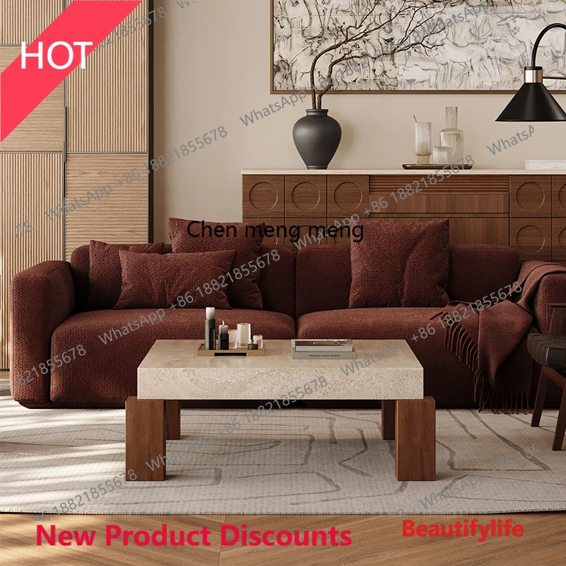 

P32 Retro, coffee table living room home marble table villa high-end luxury stone tea table