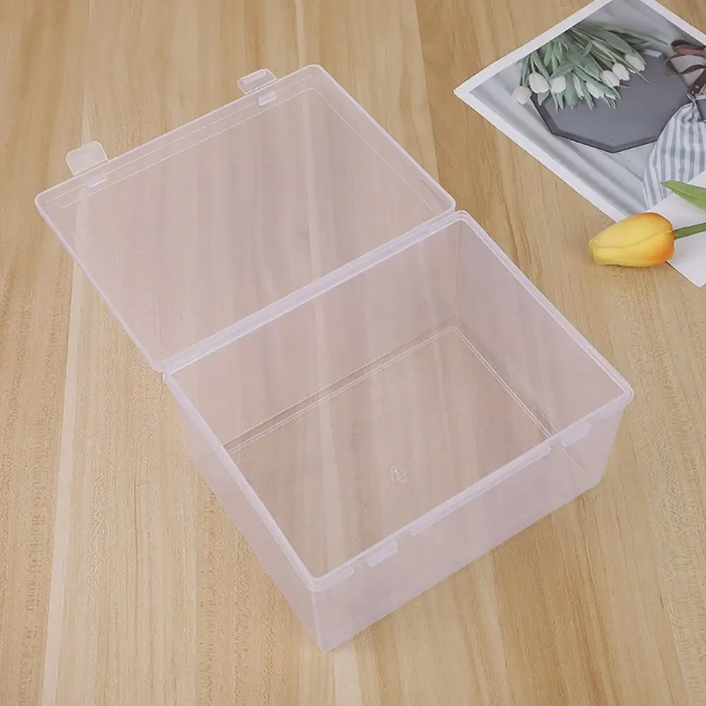 1Pcs Thickened Storage Box Rectangle Portable Plastic Case Transparent Small Medium Large Flip Box