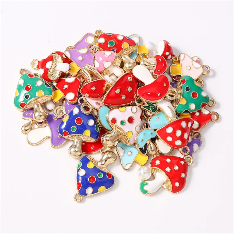 

Duarte 20Pcs/Lot Cute Enamel Food Mushroom Charms Pendants for Earrings Necklaces Bracelet DIY Crafts Jewelry Making Accessories