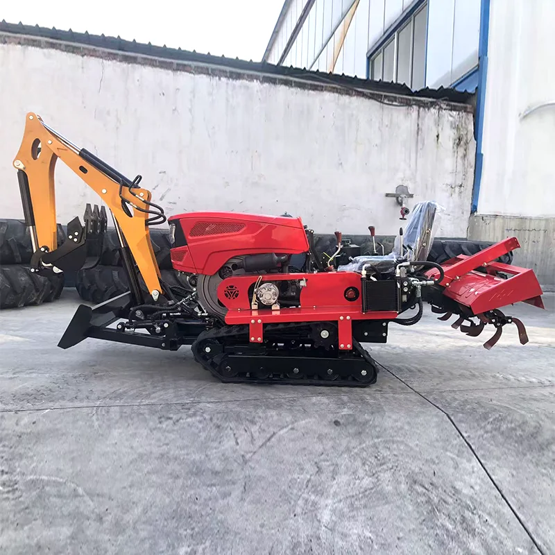 Novo multifuncional pequena máquina de micro-tillage de terras agrícolas crawler com componente de núcleo de caixa de engrenagens rotativa e motor