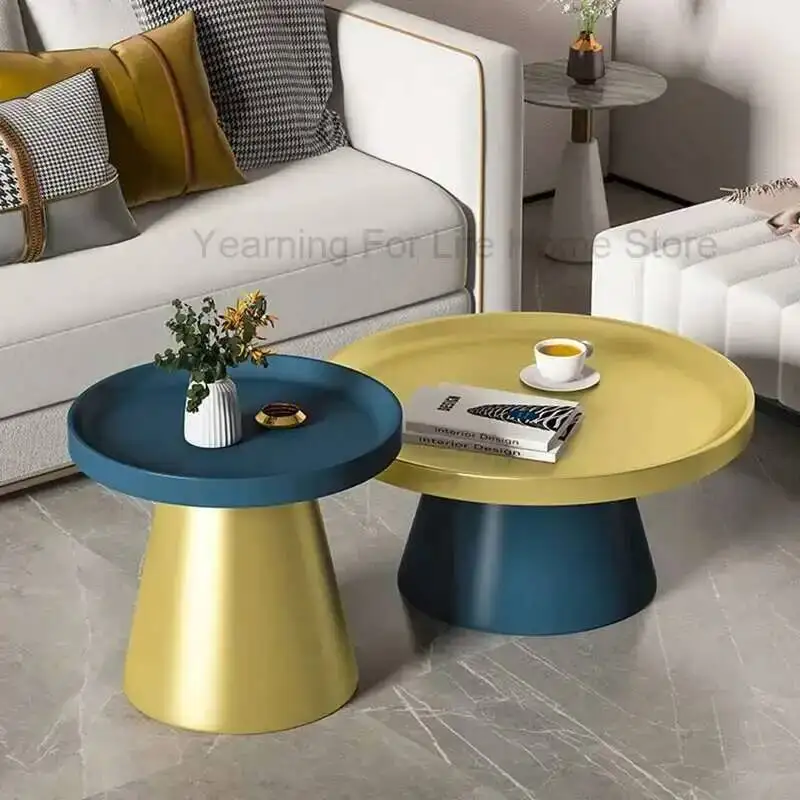 

Metal Round Storage Living Coffee Room Tables Dining Hall Coffee Table Console Dressing Makeup Mesa Table Basse Home Furniture