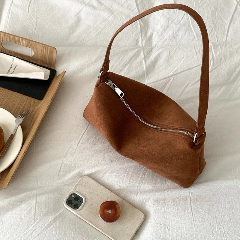 حقيبة تحت الإبط حقائب كروسبودي للنساء حقيبة كتف ريترو حقيبة جلدية من جلد الغزال حقائب فئة متعددة الاستخدامات لفتاة مصمم حقائب SUмка Sac #6