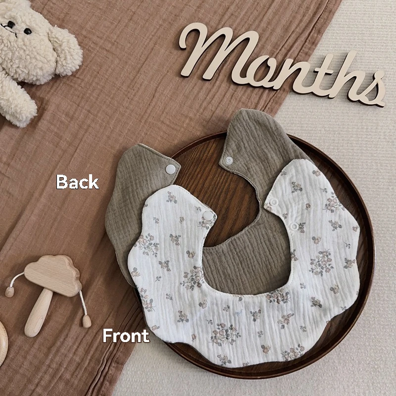 5-Piece Baby Feeding Bibs, Made of Pure Cotton Gauze, With Cute Patterns, Soft and Skin-Friendly, Double-Sided Use as Drool Rags