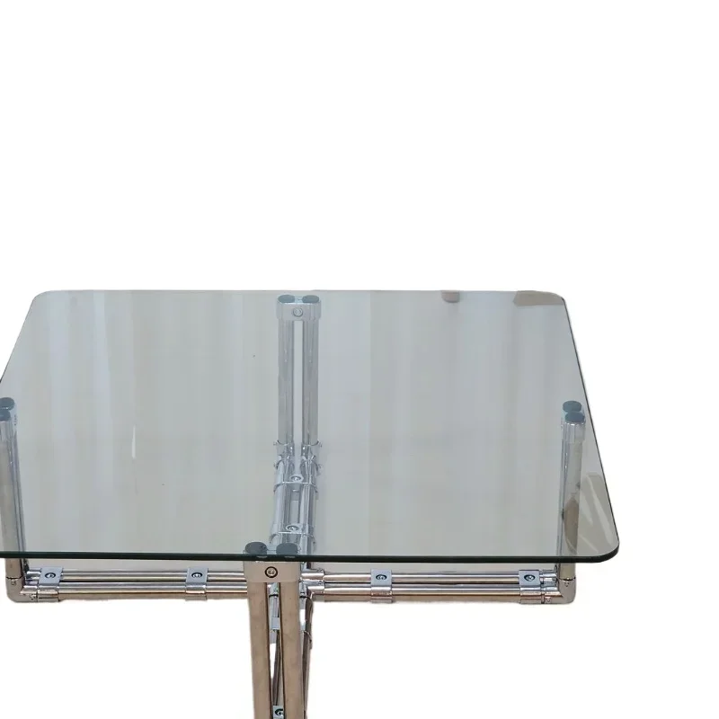 Household stainless steel coffee table glass coffee table designer transparent square