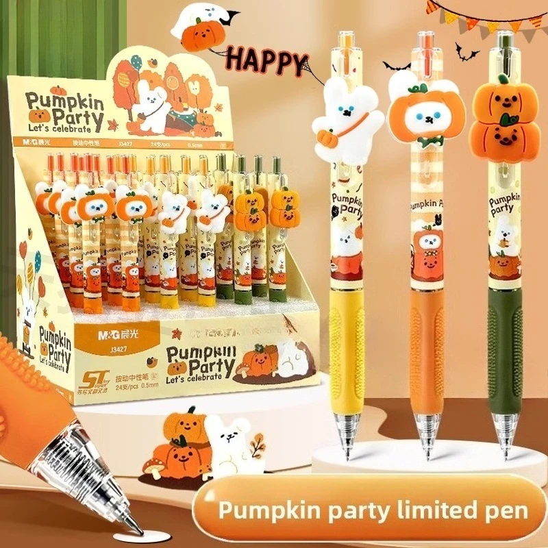 

72 Pcs Halloween Pumpkin Party Press Neutral Pen High Value Ins Black 0.5mm Quick-Drying Pen Writing Supplies