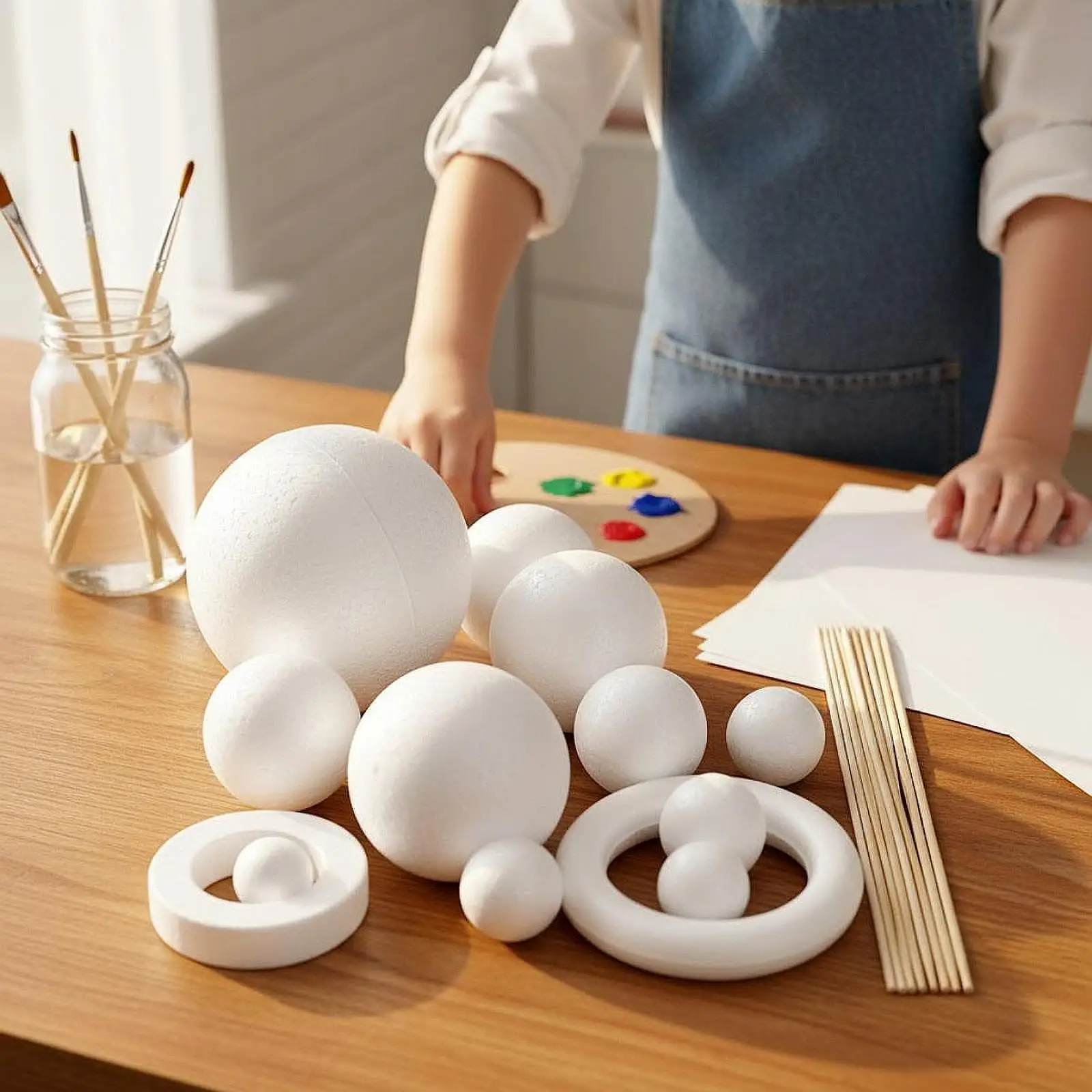 Foam Balls Art Crafts Projects Smooth Round Art Decoration White Foam Spheres