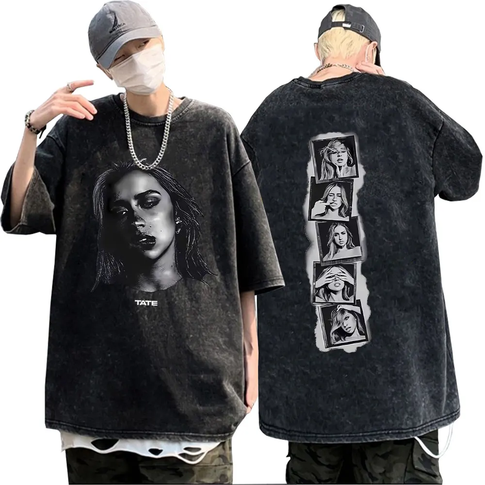 Washed Vintage Tate Mcrae Face Graphic T-shirt So Close To What Miss Possessive 2025 World Tour T Shirt Unisex Oversized Tshirt