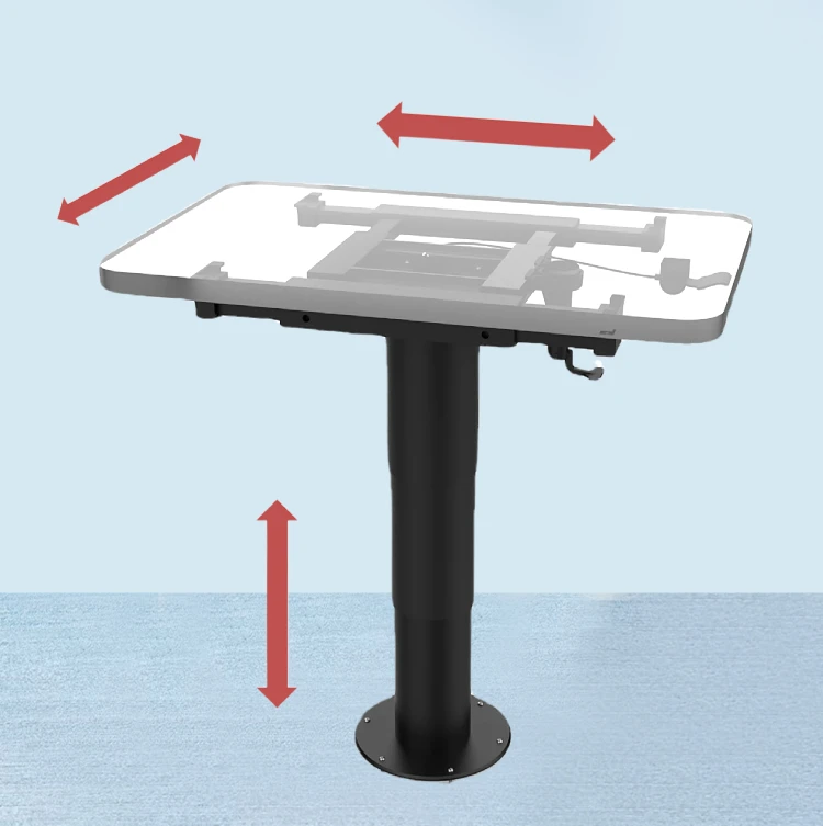 RV pneumatic lifting table legs, yacht business vehicle table board, can move table legs in four directions