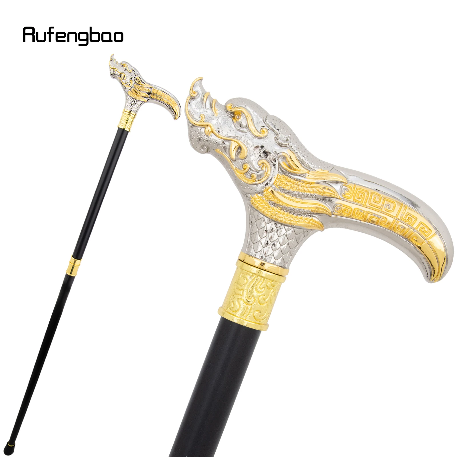 

Golden White Dragon Head Walking Cane Fashion Decorative Steel Stick Gentleman Elegant Cosplay Cane Knob Crosier Cane 94cm