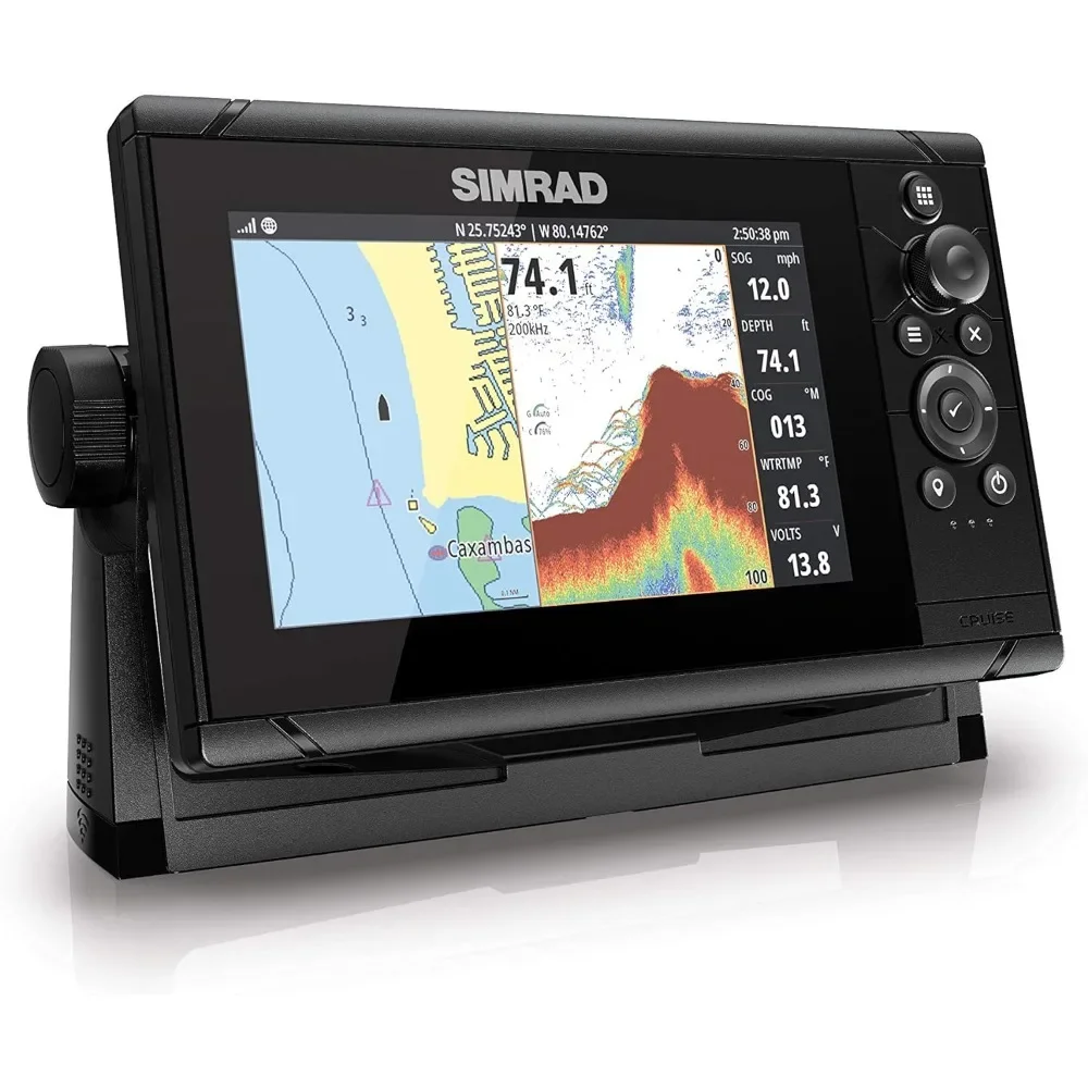 Cruise 7-7-inch GPS Chartplotter With 83/200 Transducer Fishing Supplies Preloaded C-MAP US Coastal Maps Fish Finder Sports