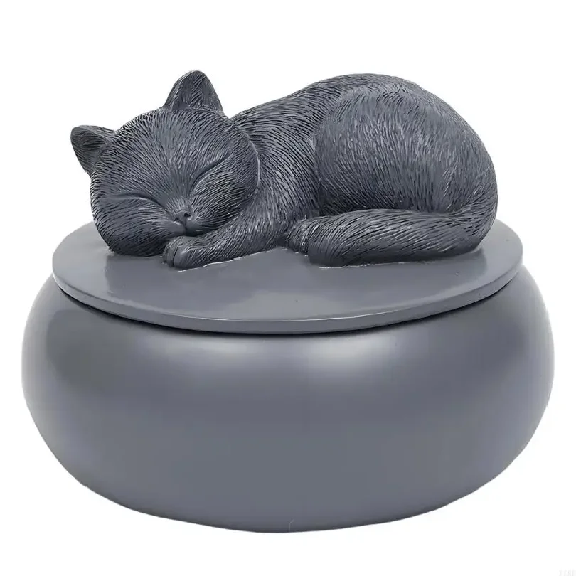 Elegant Resin Cats Cremation Urn Keepsakes Tributes For Pet Ashes Memorial Container With Delicate Handcrafted Detail KXRE