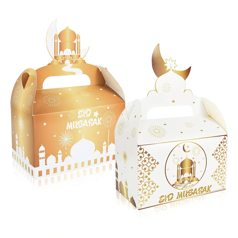 Cajas de recuerdo de pastel Eid Mubarak, caja de regalo de Chocolates de caramelo de Ramadán, fiesta musulmana, Ramadán, Kareem, Eid Al Adha, caja de recuerdo de fiesta, 8 unids/set por Set