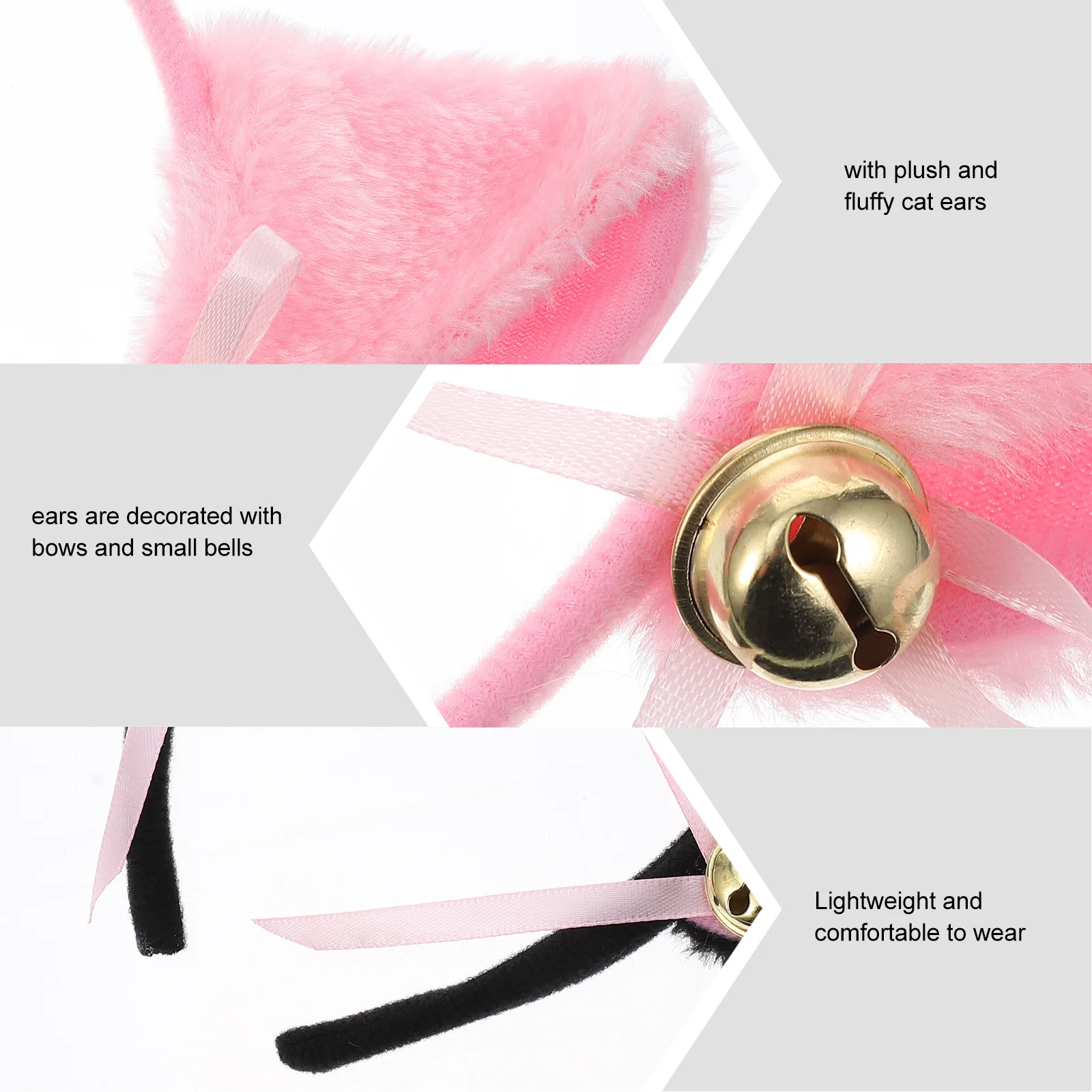 

2Pcs Adorable Bell Hair Hoop for Girls Cat Ear Headband Animal Headdress Lightweight Party Carnival Cosplay Festival Gift Idea