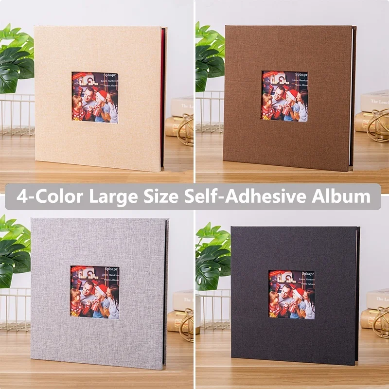 

Self Adhesive Photo Album 16 Inch Linen Cover Covered With Film DIY Photo Album 40 Pages Large Capacity Photo Album