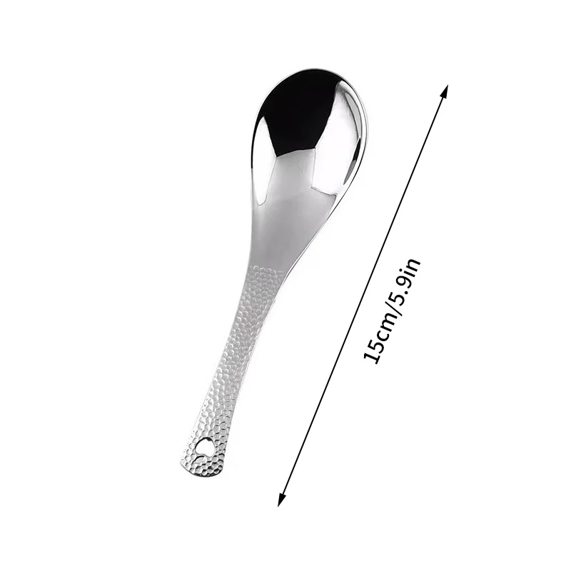 Polished Flatware Soup Rice Home Kitchen Tableware Stainless Steel Soup Spoon Deepen Large Capacity Spoon Silver Mirror