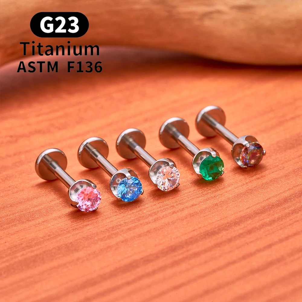 ASTM F136 Titanium 2/2.5/3/4mm - Flat Back Labret Stud ulasan dan harga